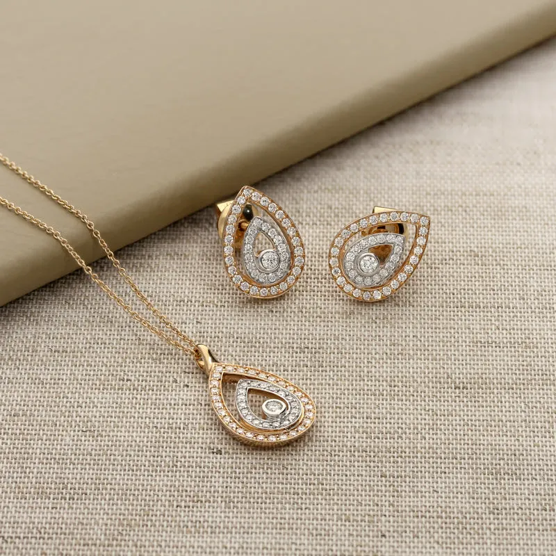 Ponte Vecchio Jewellery Ponte Vecchio 18ct Rose Gold 0.55ct Diamond Pear Earrings D