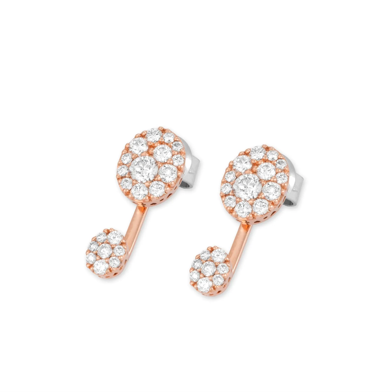 Ponte Vecchio Jewellery Ponte Vecchio 18ct Rose Gold 0.87ct Diamond Drop Stud Earrings