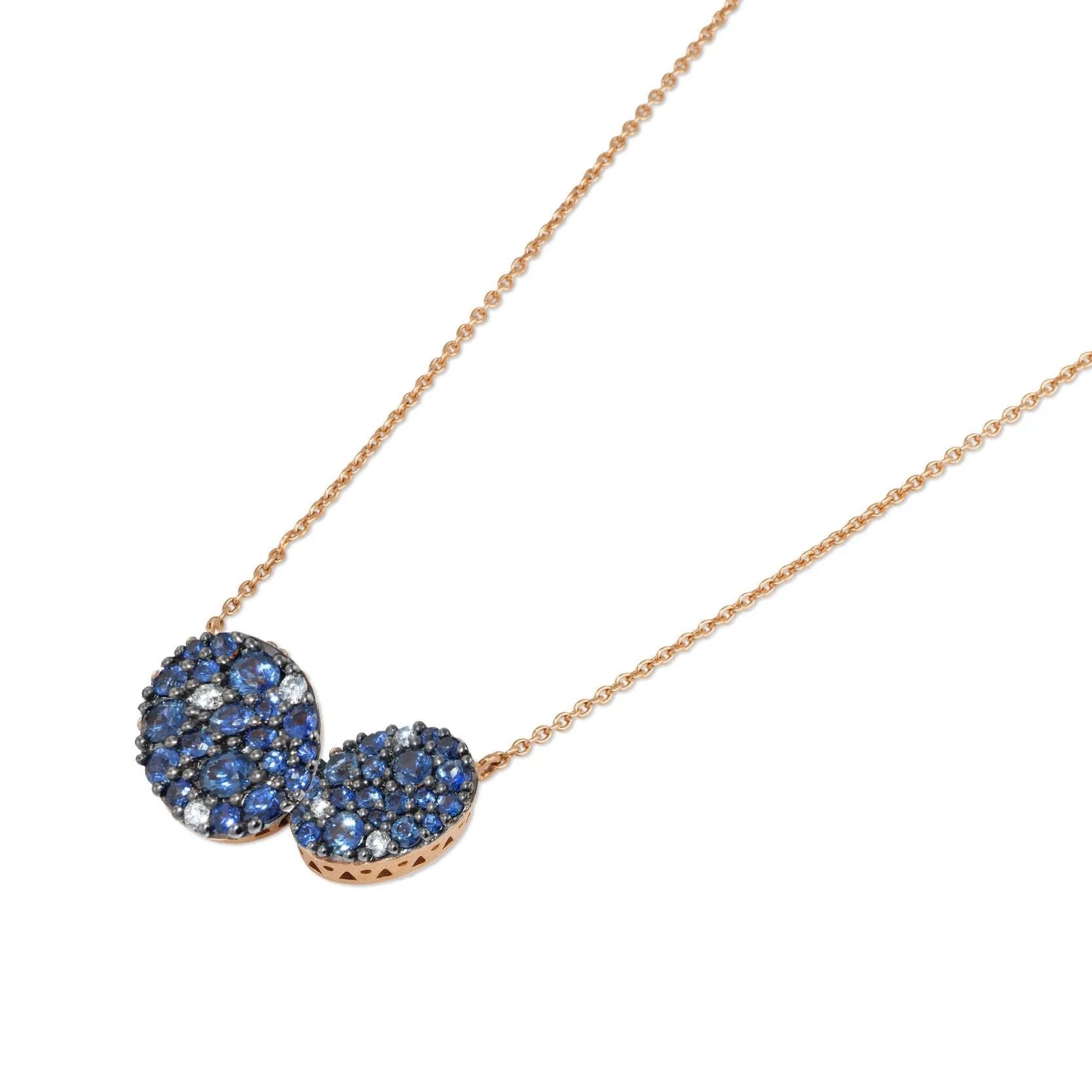 Ponte Vecchio Jewellery Ponte Vecchio 18ct Rose Gold Sapphire Diamond Pave Necklace