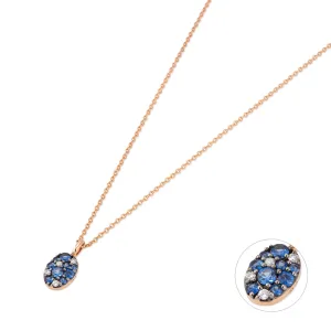 Ponte Vecchio Jewellery Ponte Vecchio 18ct Rose Gold Sapphire Diamond Pave Oval Necklace