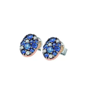 Ponte Vecchio Jewellery Ponte Vecchio 18ct Rose Gold Sapphire Diamond Stud Earrings