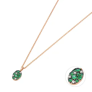 Ponte Vecchio Jewellery Ponte Vecchio 18ct Rose Gold Tsavorite Diamond Pave Oval Necklace