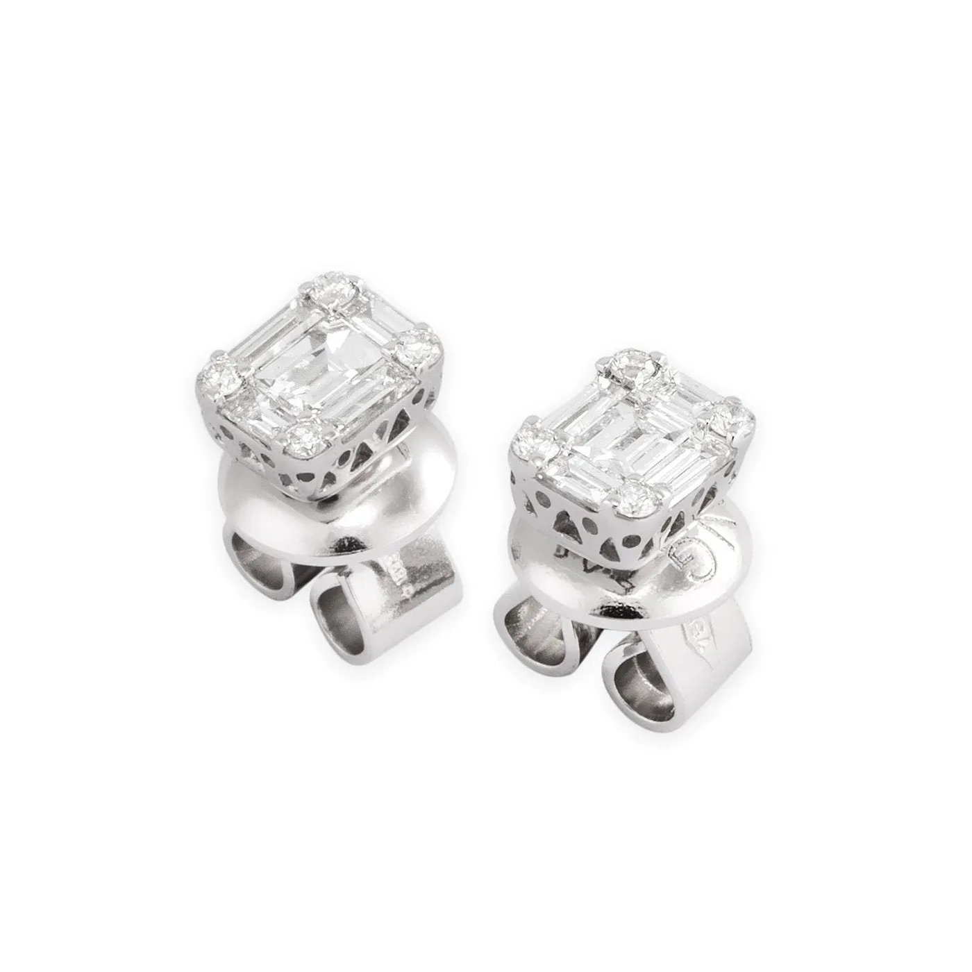 Ponte Vecchio Jewellery Ponte Vecchio Benvenuto 18ct White Gold 0.42ct Diamond Baguette Stud Earrings