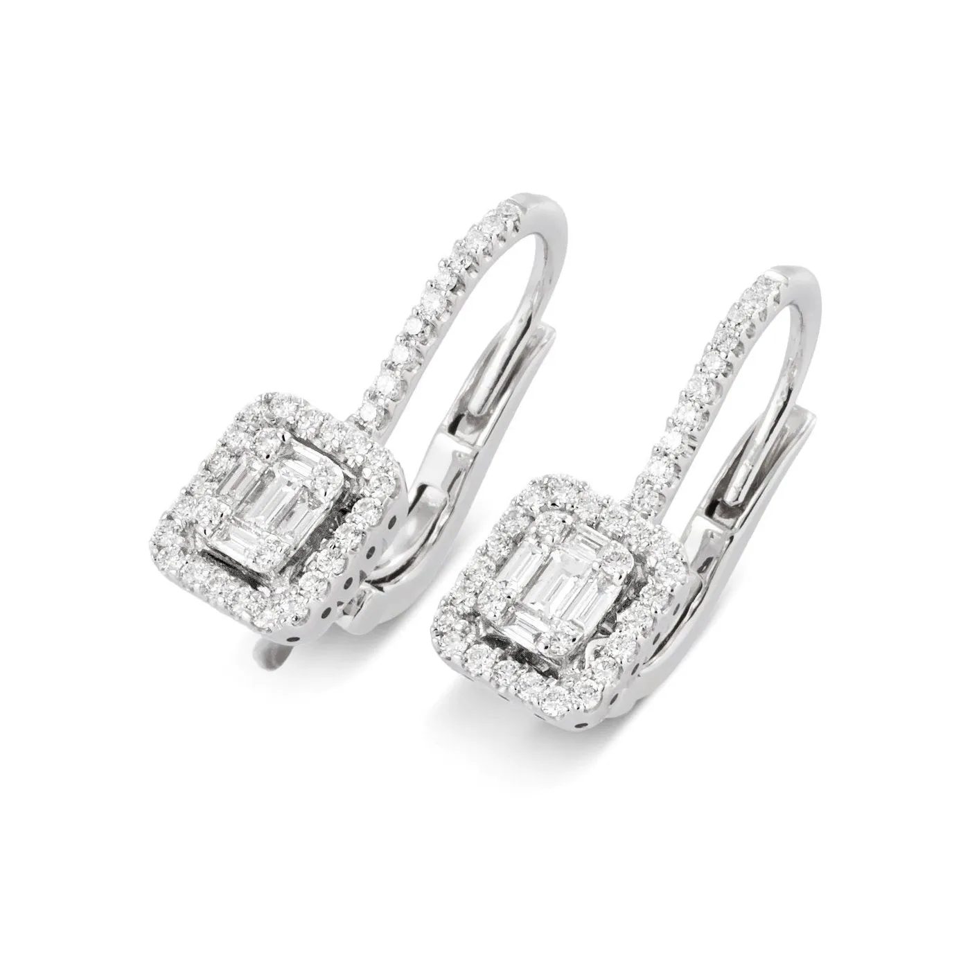 Ponte Vecchio Jewellery Ponte Vecchio Benvenuto 18ct White Gold 0.59ct Diamond Cluster Drop Earrings