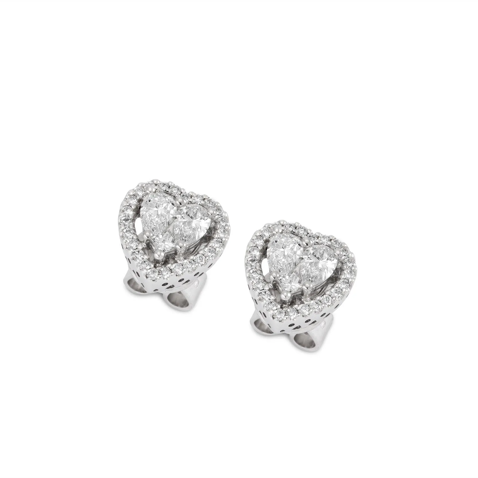 Ponte Vecchio Jewellery Ponte Vecchio Benvenuto 18ct White Gold 0.72ct Diamond Heart Earrings