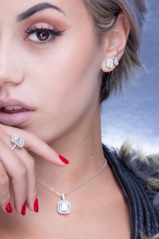 Ponte Vecchio Jewellery Ponte Vecchio Benvenuto 18ct White Gold 1.07ct Diamond Cluster Necklace