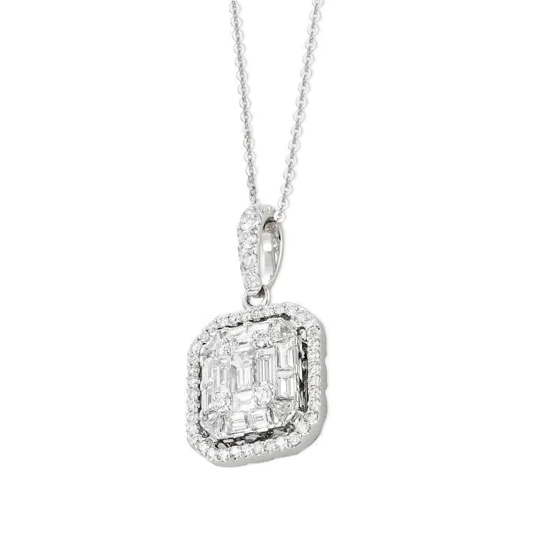 Ponte Vecchio Jewellery Ponte Vecchio Benvenuto 18ct White Gold 1.07ct Diamond Cluster Necklace