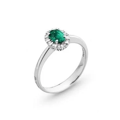 Ponte Vecchio Jewellery Ponte Vecchio Eternity 18ct White Gold 0.50ct Emerald Diamond Oval Cut Ring