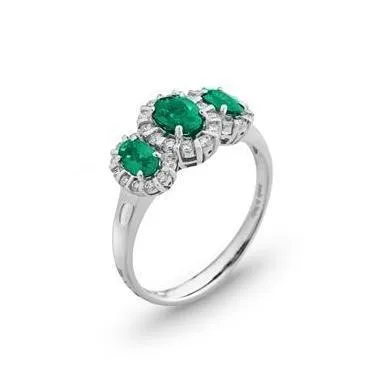 Ponte Vecchio Jewellery Ponte Vecchio Eternity 18ct White Gold 1.00ct Emerald Diamond Oval Cluster Ring