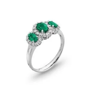 Ponte Vecchio Jewellery Ponte Vecchio Eternity 18ct White Gold 1.00ct Emerald Diamond Oval Cluster Ring