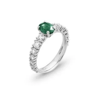 Ponte Vecchio Jewellery Ponte Vecchio Eternity 18ct White Gold 1.00ct Emerald Diamond Oval Cut Ring