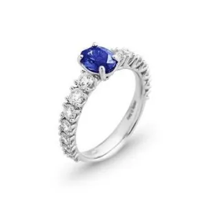 Ponte Vecchio Jewellery Ponte Vecchio Eternity 18ct White Gold 1.20ct Sapphire Diamond Oval Cut Ring