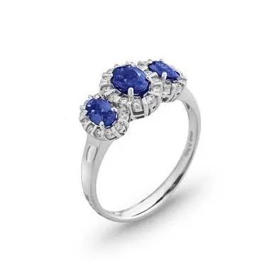 Ponte Vecchio Jewellery Ponte Vecchio Eternity 18ct White Gold 1.30ct Sapphire Diamond Oval Cluster Ring