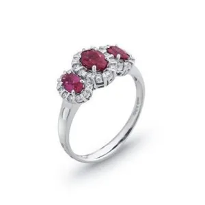 Ponte Vecchio Jewellery Ponte Vecchio Eternity 18ct White Gold 1.40ct Ruby Diamond Oval Cluster Ring