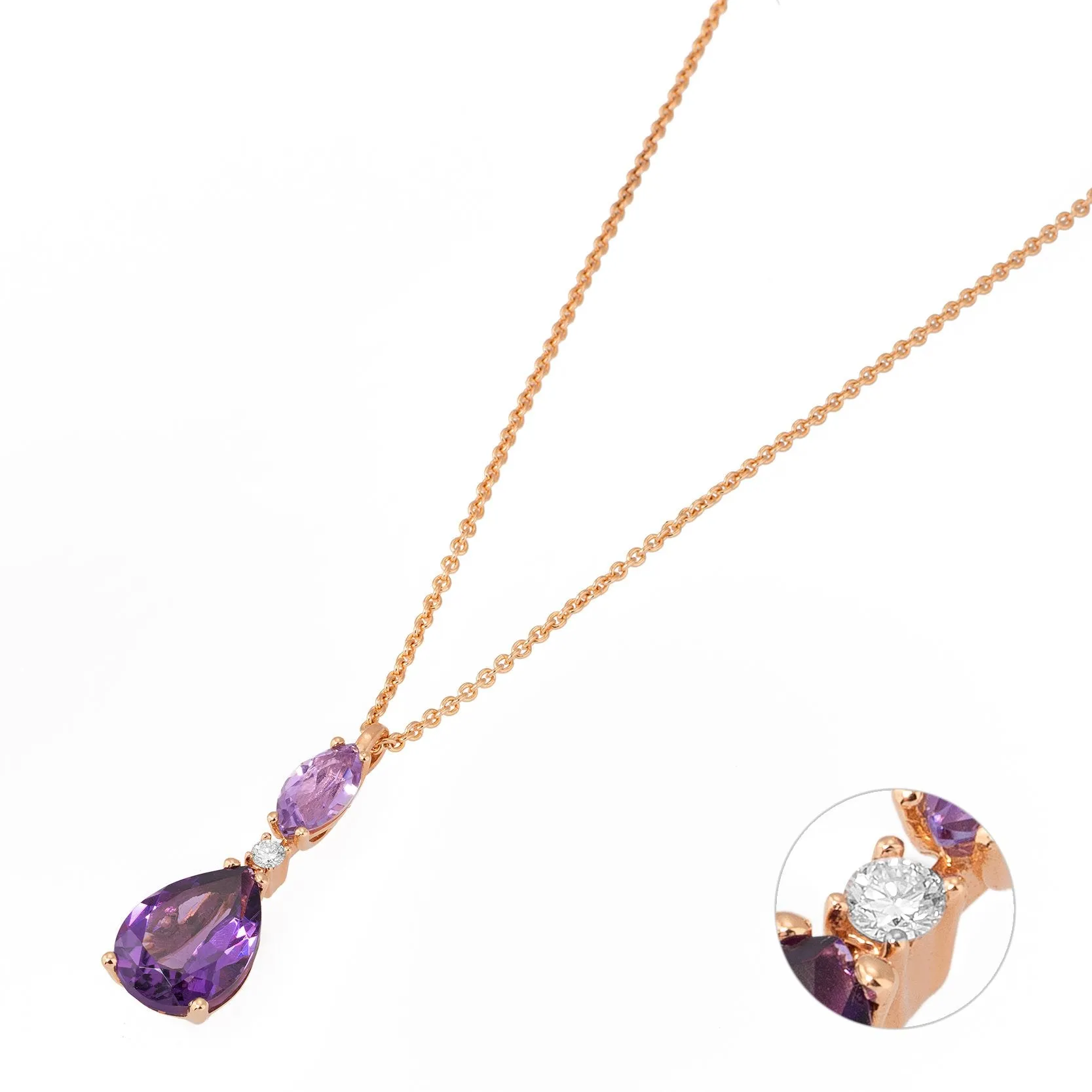Ponte Vecchio Jewellery Ponte Vecchio Iris 18ct Rose Gold 2.03ct Amethyst Diamond Necklace