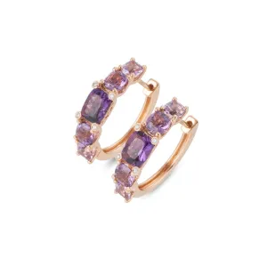 Ponte Vecchio Jewellery Ponte Vecchio Iris 18ct Rose Gold 3.20ct Amethyst Diamond Hoop Earrings