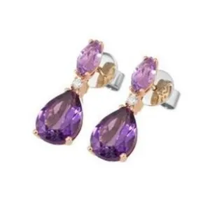 Ponte Vecchio Jewellery Ponte Vecchio Iris 18ct Rose Gold 5.20ct Amethyst Diamond Drop Earrings