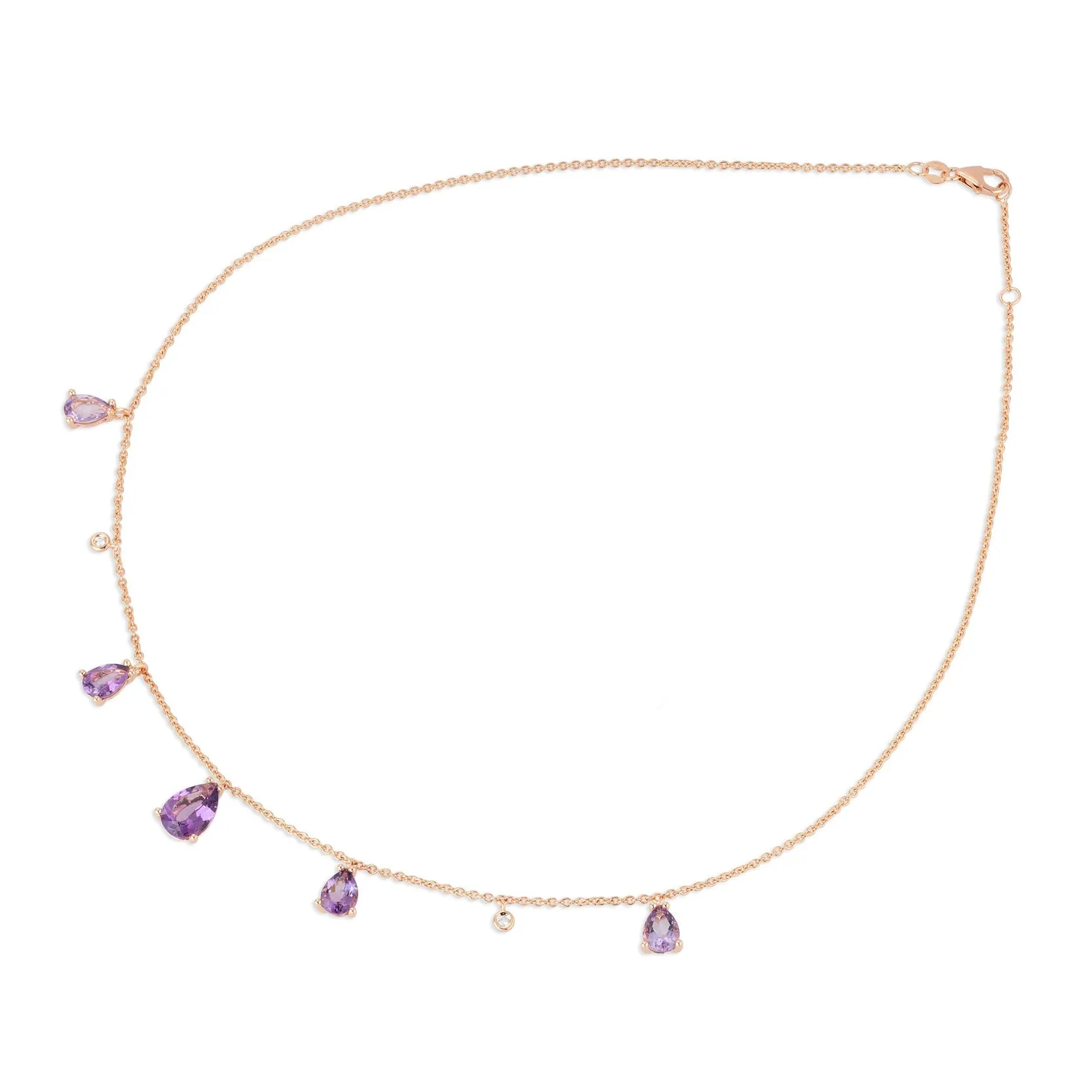 Ponte Vecchio Jewellery Ponte Vecchio Iris 18ct Rose Gold Amethyst Diamond Chain Necklace
