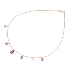 Ponte Vecchio Jewellery Ponte Vecchio Iris 18ct Rose Gold Amethyst Diamond Chain Necklace