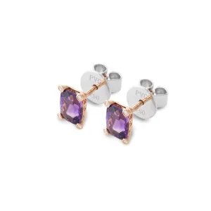 Ponte Vecchio Jewellery Ponte Vecchio Iris 18ct Rose Gold Amethyst Diamond Stud Earrings