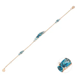 Ponte Vecchio Jewellery Ponte Vecchio Iris 18ct Rose Gold Blue Topaz Diamond Chain Bracelet