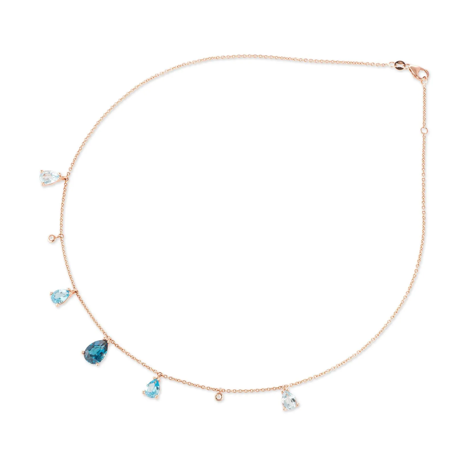 Ponte Vecchio Jewellery Ponte Vecchio Iris 18ct Rose Gold Blue Topaz Diamond Chain Necklace