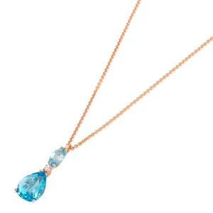 Ponte Vecchio Jewellery Ponte Vecchio Iris 18ct Rose Gold Blue Topaz Diamond Necklace