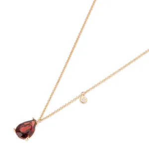Ponte Vecchio Jewellery Ponte Vecchio Iris 18ct Rose Gold Garnet Diamond Chain Pendant Necklace