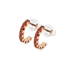 Ponte Vecchio Jewellery Ponte Vecchio Iris 18ct Rose Gold Garnet Hoop Earrings