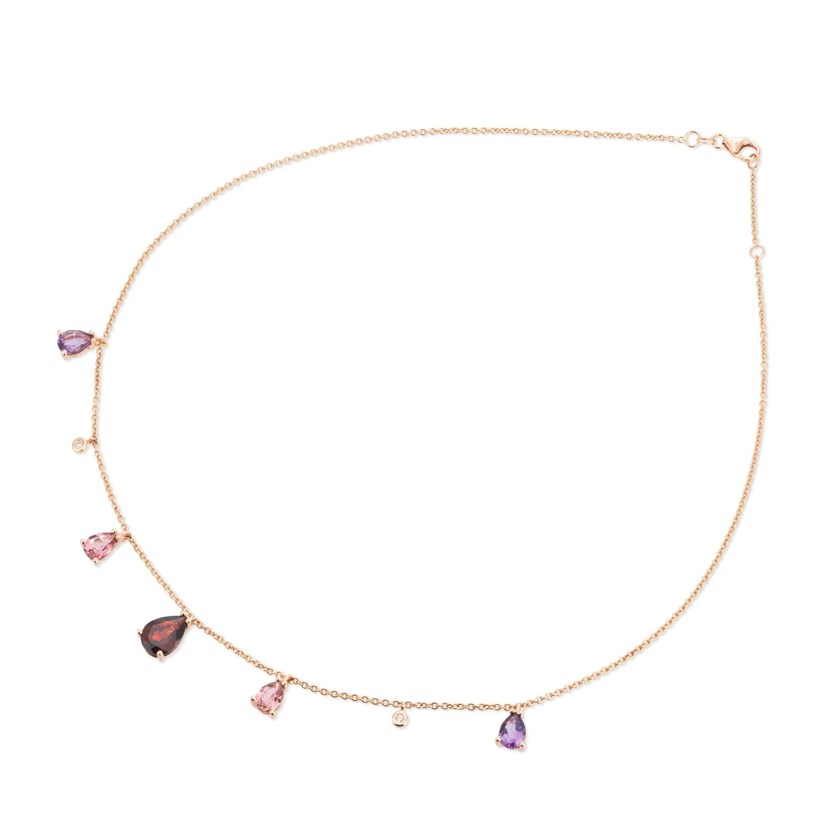 Ponte Vecchio Jewellery Ponte Vecchio Iris 18ct Rose Gold Garnet Tourmaline Amethyst Diamond Chain Necklace