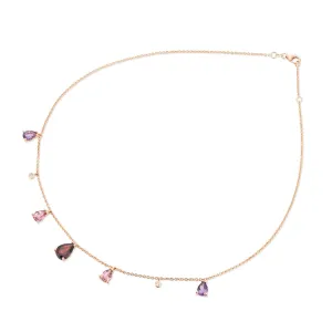 Ponte Vecchio Jewellery Ponte Vecchio Iris 18ct Rose Gold Garnet Tourmaline Amethyst Diamond Chain Necklace
