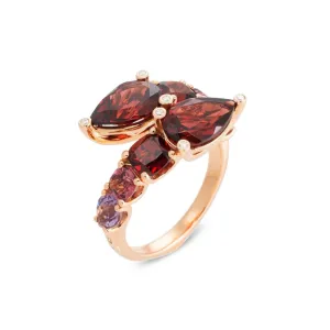 Ponte Vecchio Jewellery Ponte Vecchio Iris 18ct Rose Gold Garnet Tourmaline Amethyst Diamond Crossover Ring