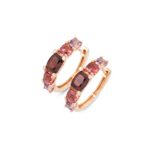 Ponte Vecchio Jewellery Ponte Vecchio Iris 18ct Rose Gold Garnet Tourmaline Amethyst Diamond Hoop Earrings