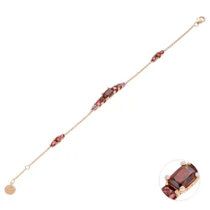 Ponte Vecchio Jewellery Ponte Vecchio Iris 18ct Rose Gold Garnet Tourmaline Diamond Chain Bracelet