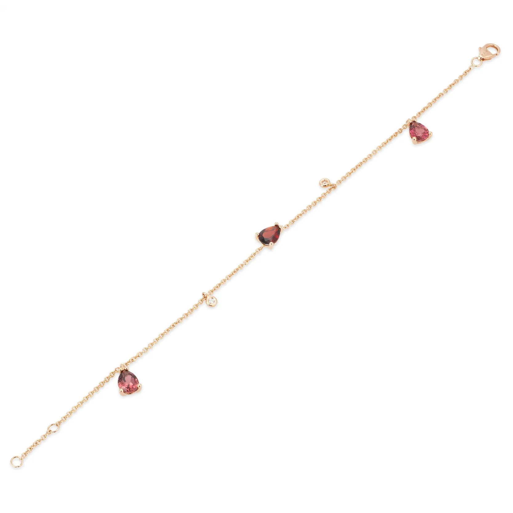 Ponte Vecchio Jewellery Ponte Vecchio Iris 18ct Rose Gold Garnet Tourmaline Diamond Chain Bracelet