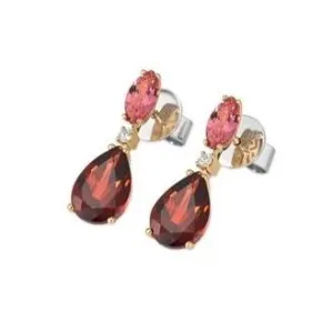 Ponte Vecchio Jewellery Ponte Vecchio Iris 18ct Rose Gold Garnet Tourmaline Diamond Drop Earrings