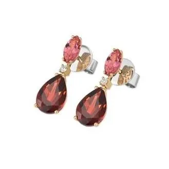 Ponte Vecchio Jewellery Ponte Vecchio Iris 18ct Rose Gold Garnet Tourmaline Diamond Drop Earrings