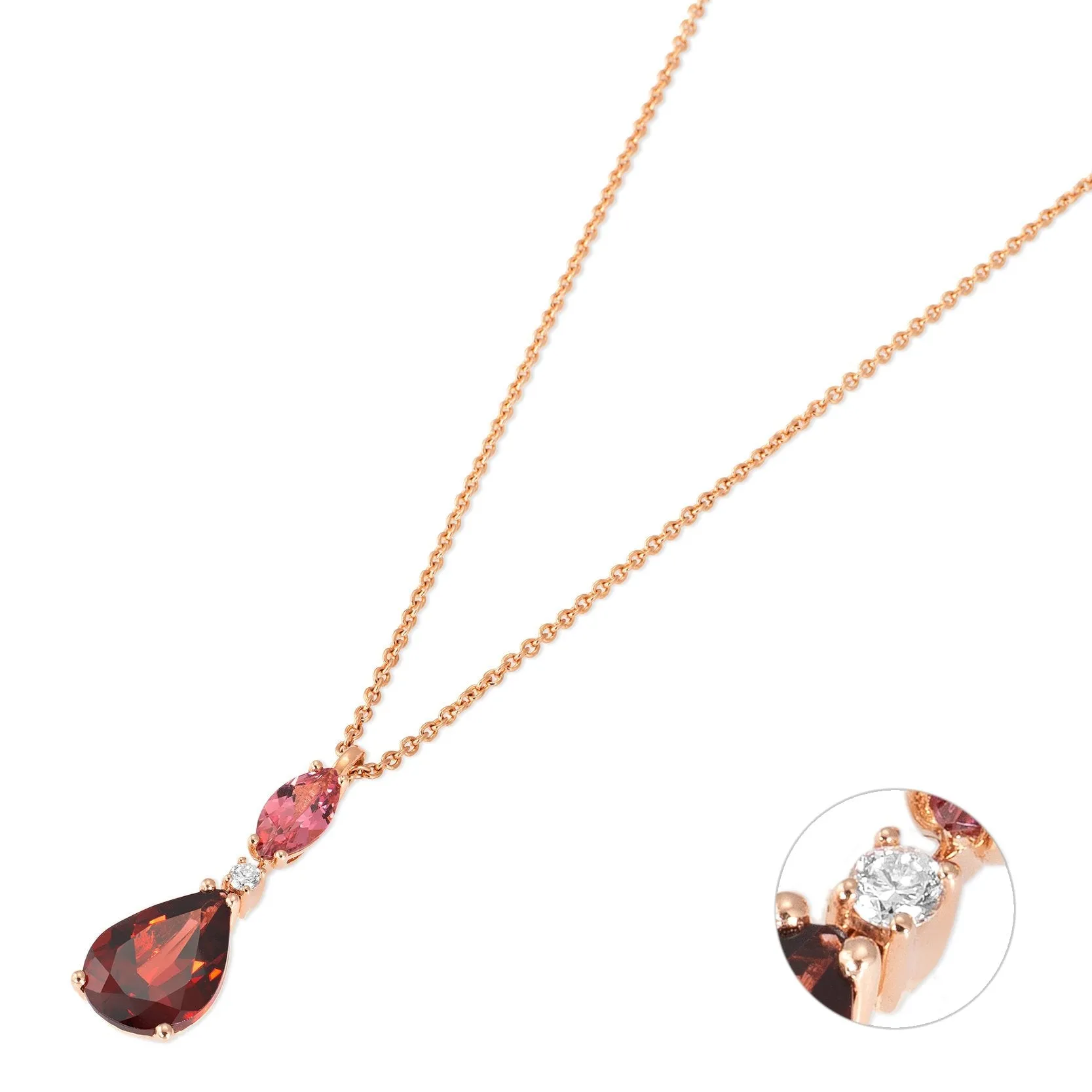 Ponte Vecchio Jewellery Ponte Vecchio Iris 18ct Rose Gold Tourmaline Garnet Diamond Necklace