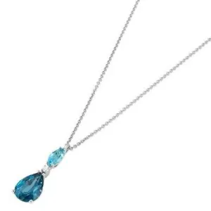 Ponte Vecchio Jewellery Ponte Vecchio Iris 18ct White Gold 2.30ct Blue Topaz Diamond Necklace