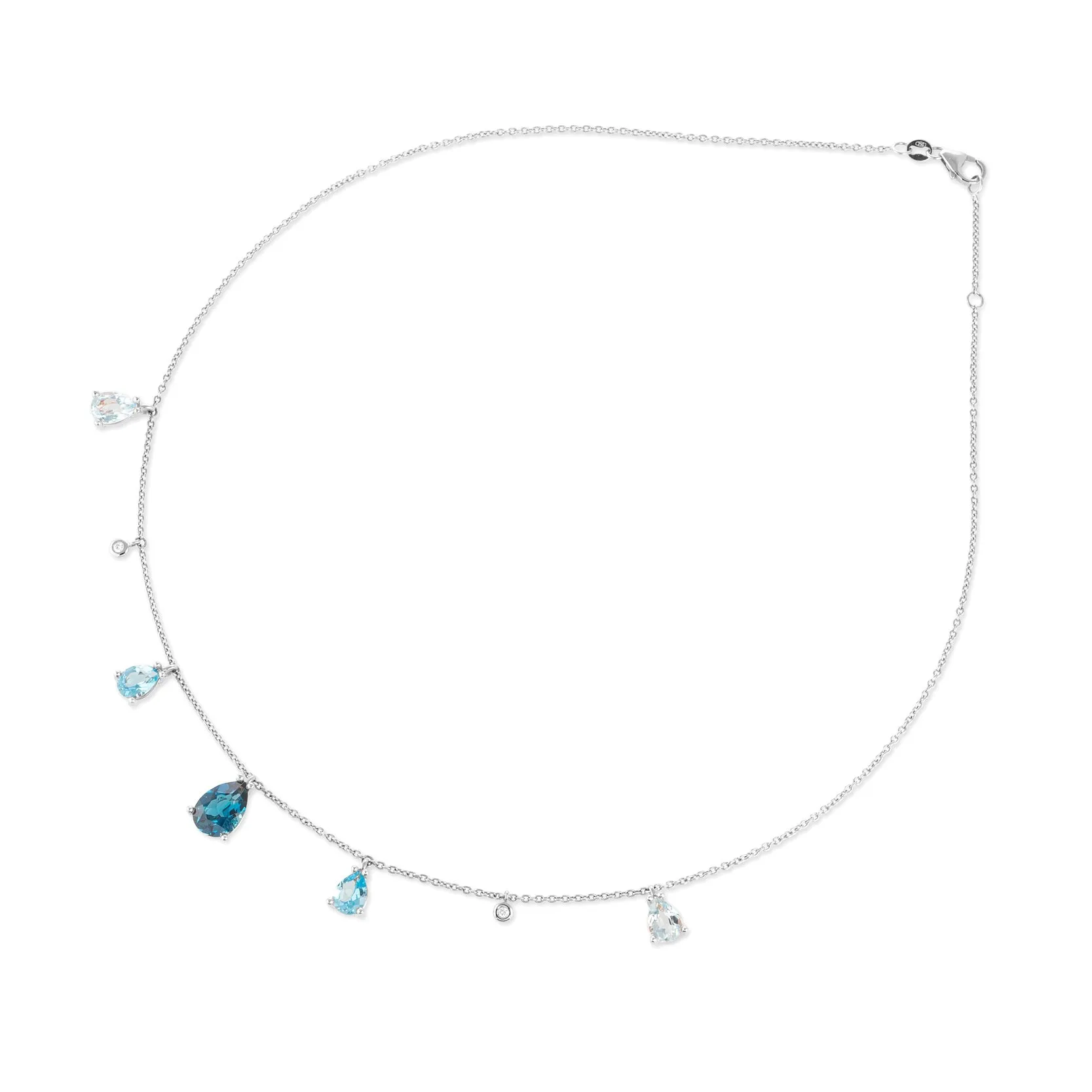 Ponte Vecchio Jewellery Ponte Vecchio Iris 18ct White Gold Blue Topaz Diamond Chain Necklace