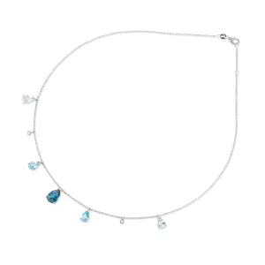 Ponte Vecchio Jewellery Ponte Vecchio Iris 18ct White Gold Blue Topaz Diamond Chain Necklace