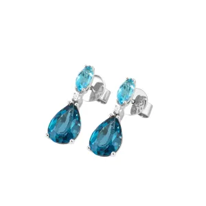 Ponte Vecchio Jewellery Ponte Vecchio Iris 18ct White Gold Blue Topaz Diamond Drop Earrings