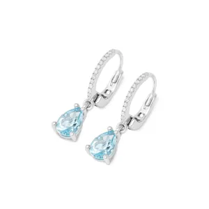 Ponte Vecchio Jewellery Ponte Vecchio Iris 18ct White Gold Blue Topaz Diamond Hoop Drop Earrings