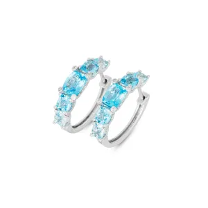 Ponte Vecchio Jewellery Ponte Vecchio Iris 18ct White Gold Blue Topaz Hoop Earrings