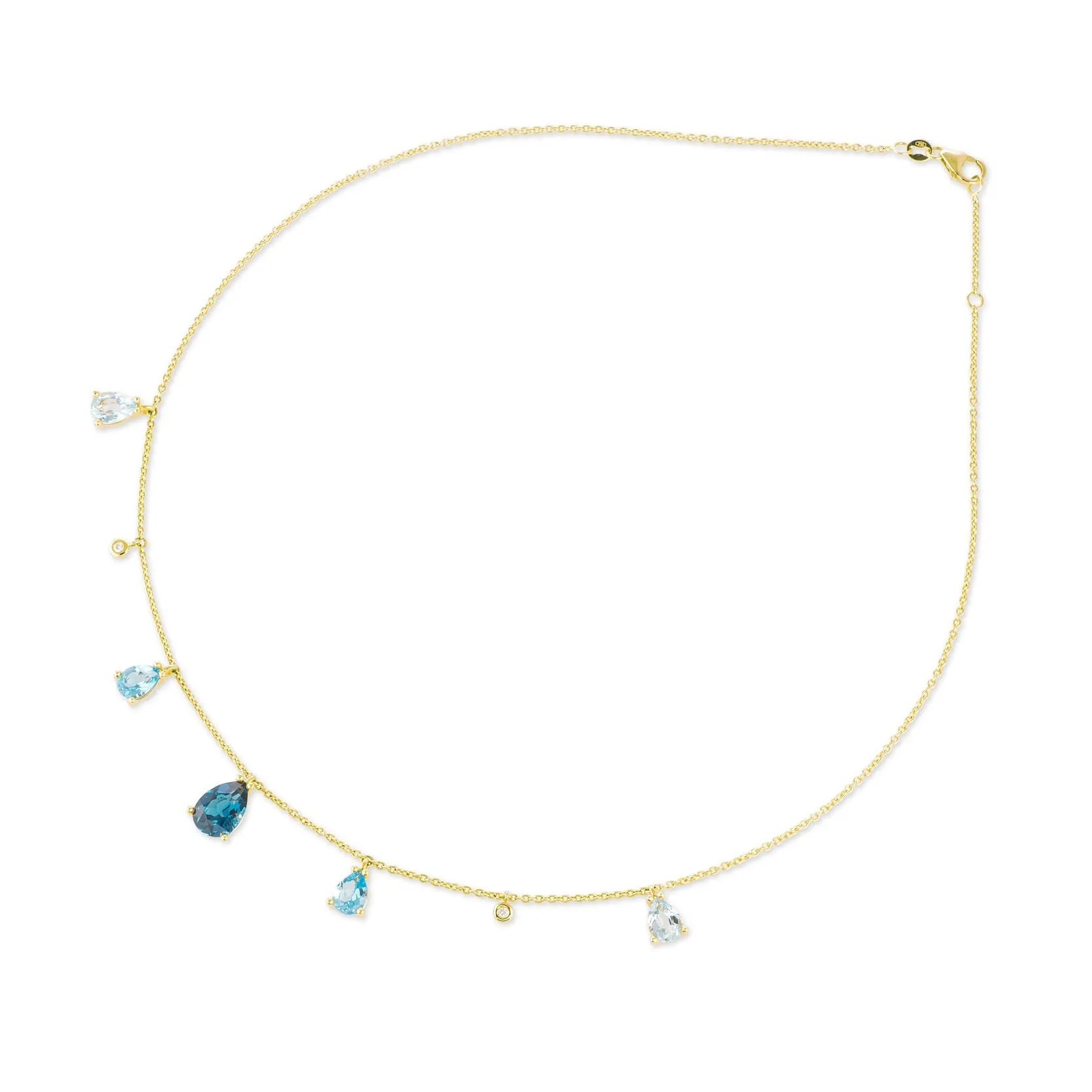 Ponte Vecchio Jewellery Ponte Vecchio Iris 18ct Yellow Gold Blue Topaz Diamond Chain Necklace