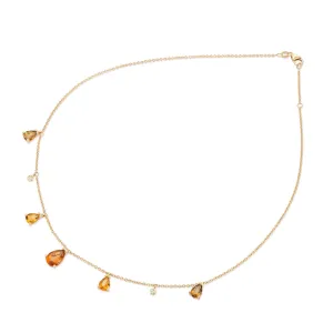 Ponte Vecchio Jewellery Ponte Vecchio Iris 18ct Yellow Gold Citrine Diamond Chain Necklace