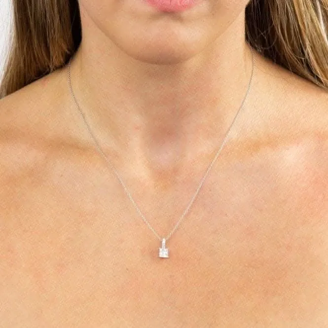 Princess Cut Cubic Zirconia Pendant With Pave Bale Pendant P4915 Diamonfire Jewellery