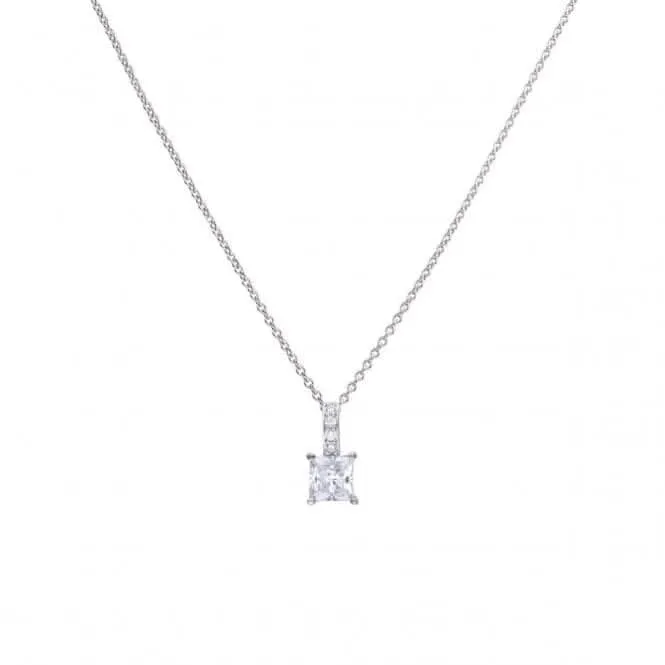 Princess Cut Cubic Zirconia Pendant With Pave Bale Pendant P4915 Diamonfire Jewellery