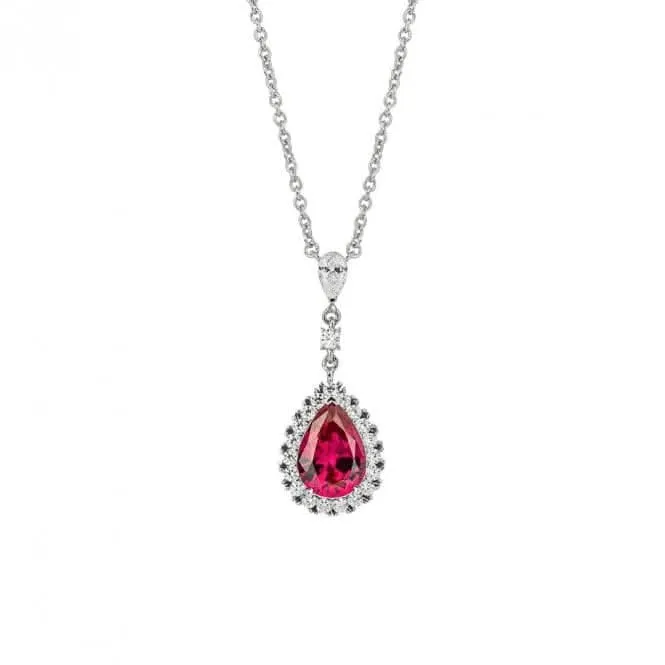 Red Zirconia Teardrop Pave Surround Necklace N4501 Diamonfire Jewellery