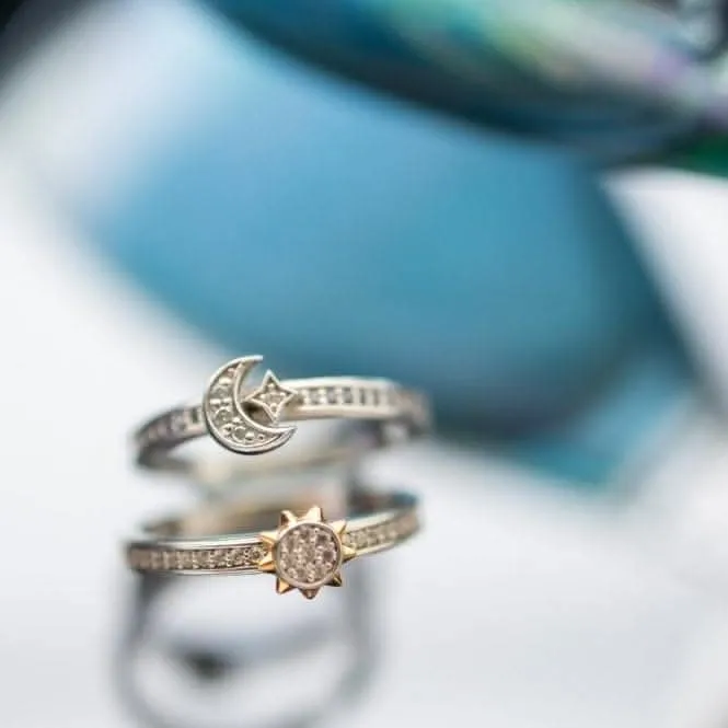 Revival Céleste Zirconia Rhodium/Gold Plated Duo Stacking Rings 10494CZ Kit Heath Jewelry And Accessories